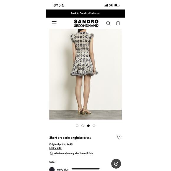 SANDRO Short broderie anglaise dress Navy Women’s - Picture 14 of 14